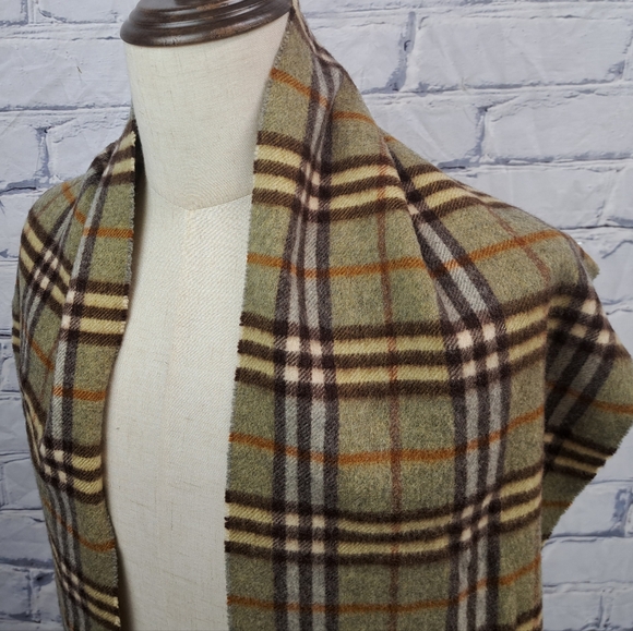 Burberry Vintage Scarf Nova Check 100% Cashmere England 90s Y2K 56" x 12" - Picture 8 of 11